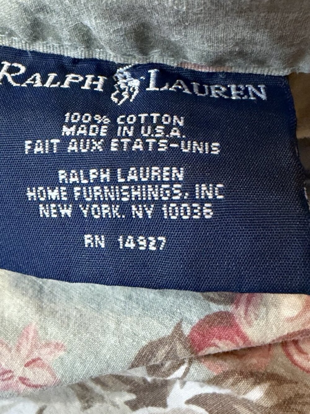 Vintage Ralph Lauren Charlotte Sage Green Floral Cotton Sheet Cottagecore queen - Picture 3 of 4